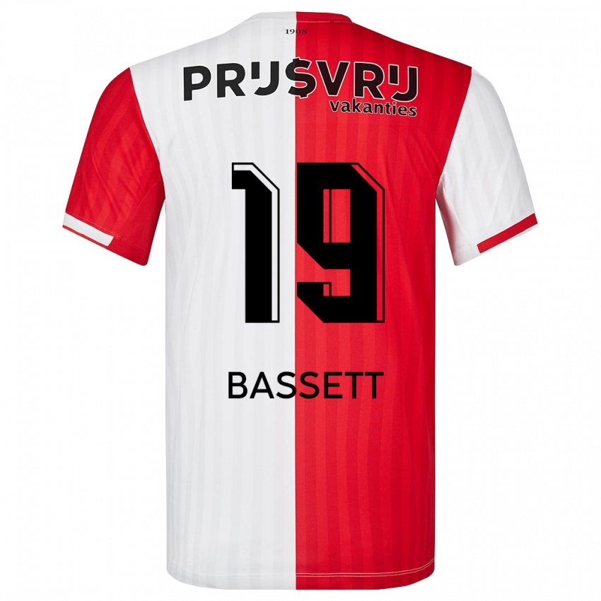 Heren Cole Bassett #19 Rood Wit Thuisshirt Thuistenue 2023/24 T-Shirt België