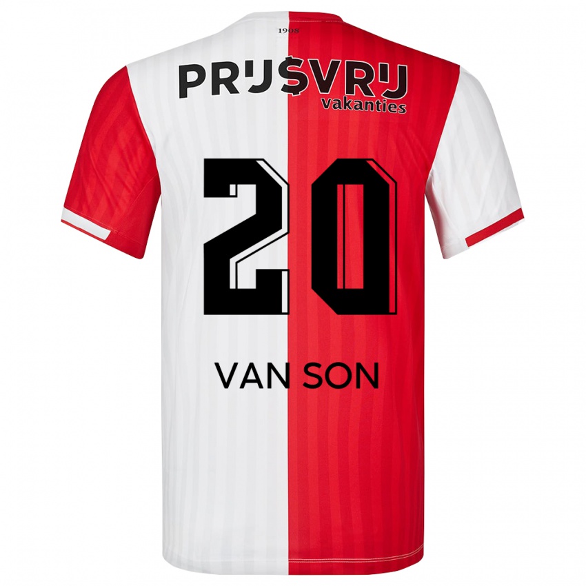 Heren Anne Van Son #20 Rood Wit Thuisshirt Thuistenue 2023/24 T-Shirt België
