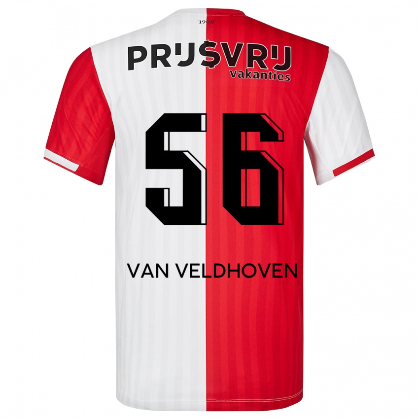 Heren Kars Van Veldhoven #56 Rood Wit Thuisshirt Thuistenue 2023/24 T-Shirt België