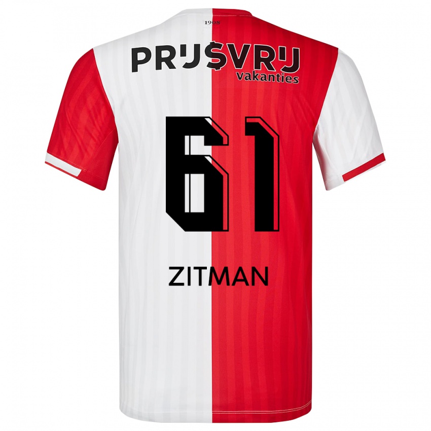 Heren Sven Zitman #61 Rood Wit Thuisshirt Thuistenue 2023/24 T-Shirt België