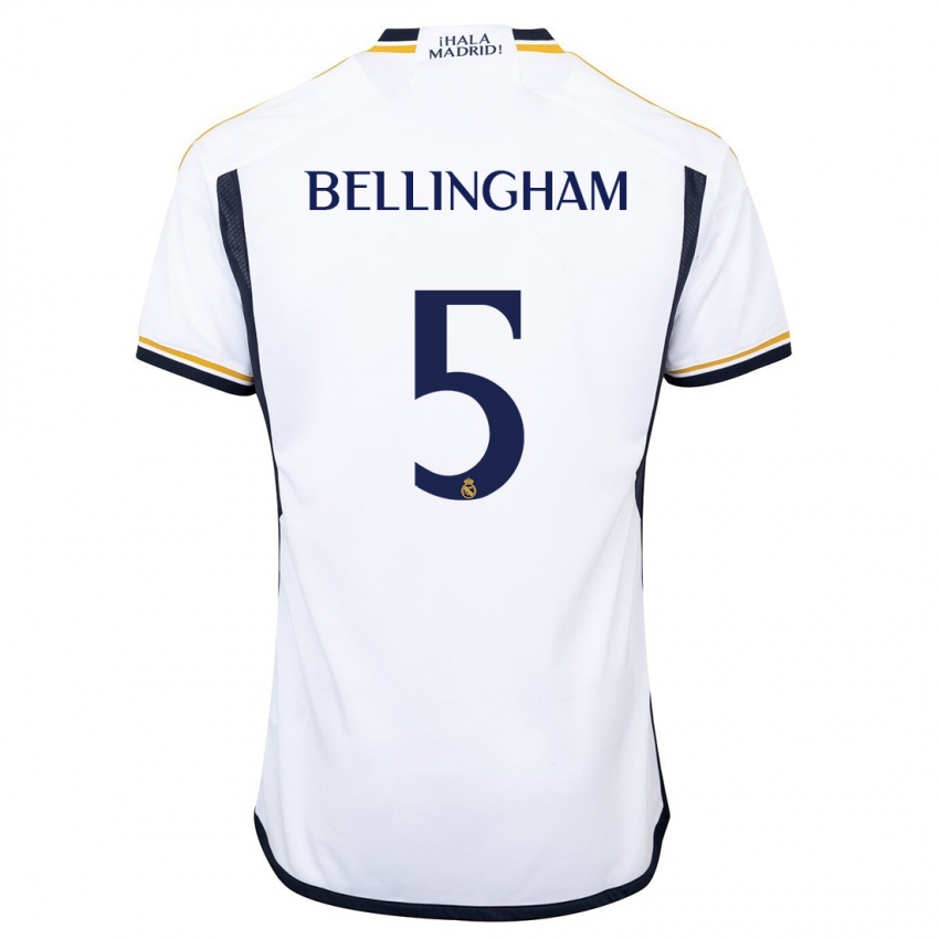 Herren Jude Bellingham #5 Weiß Heimtrikot Trikot 2023/24 T-Shirt Belgien