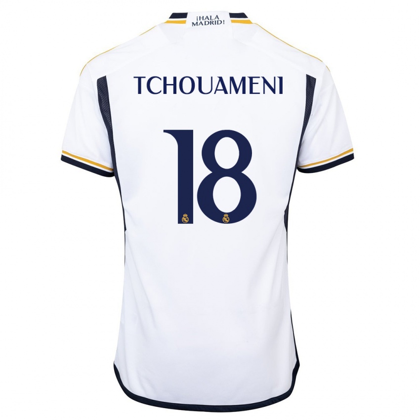 Heren Aurelien Tchouameni #18 Wit Thuisshirt Thuistenue 2023/24 T-Shirt België