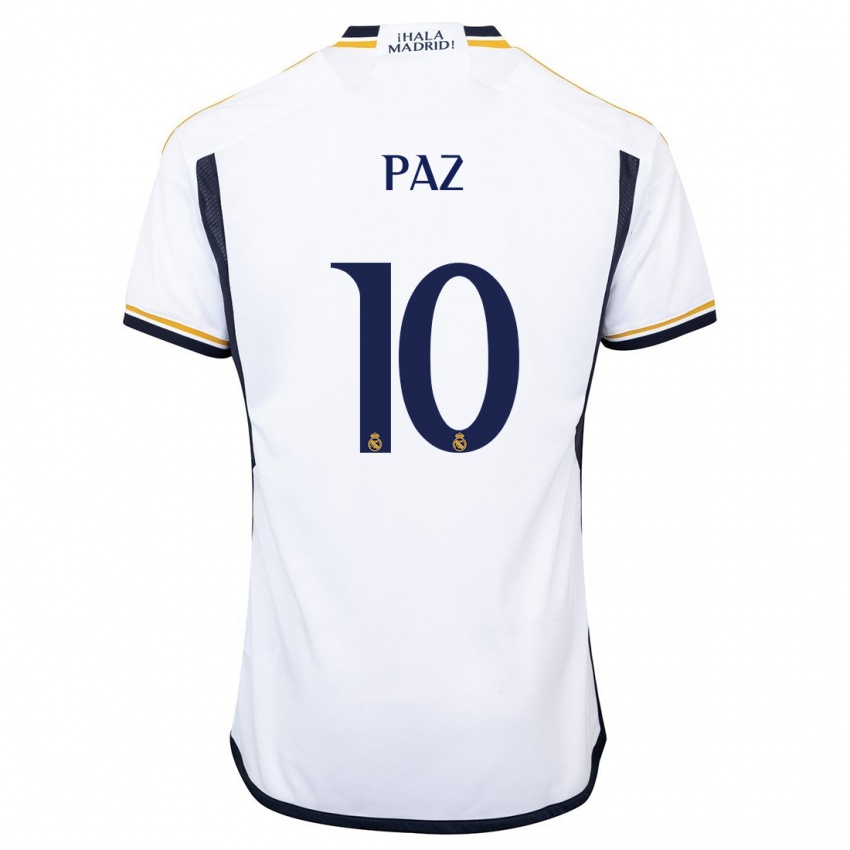Herren Nico Paz #10 Weiß Heimtrikot Trikot 2023/24 T-Shirt Belgien