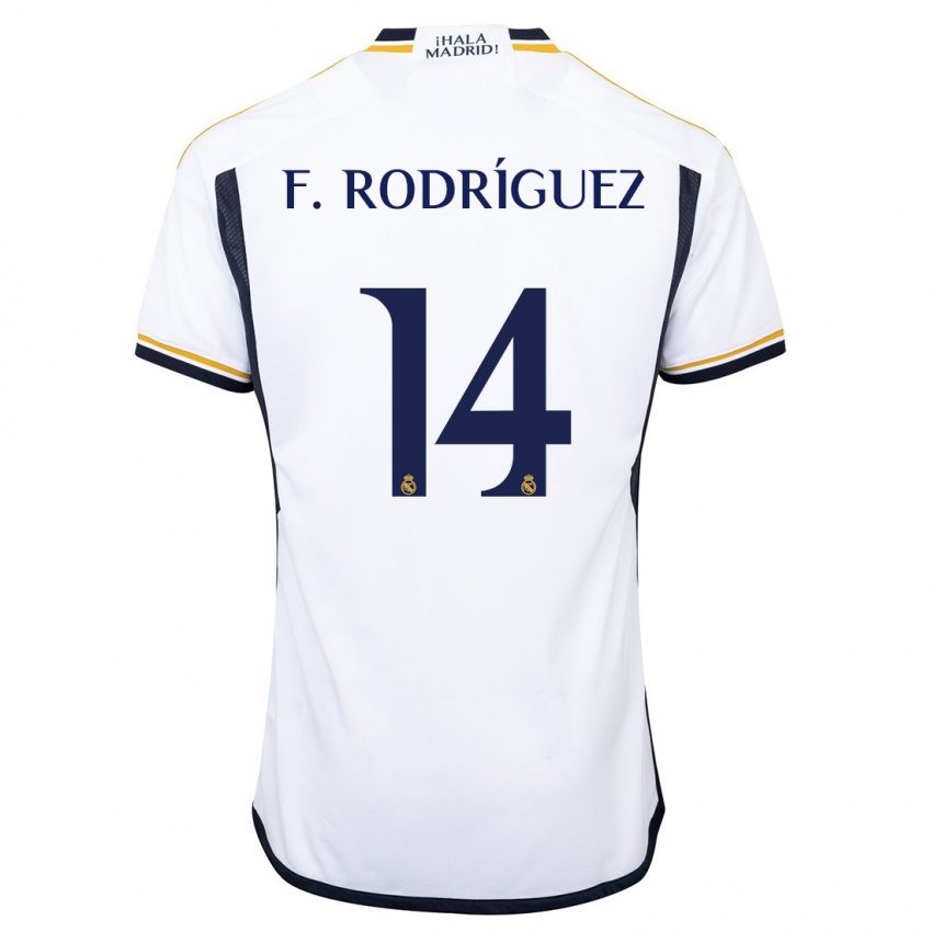 Homme Maillot Fer Rodríguez #14 Blanc Tenues Domicile 2023/24 T-Shirt Belgique
