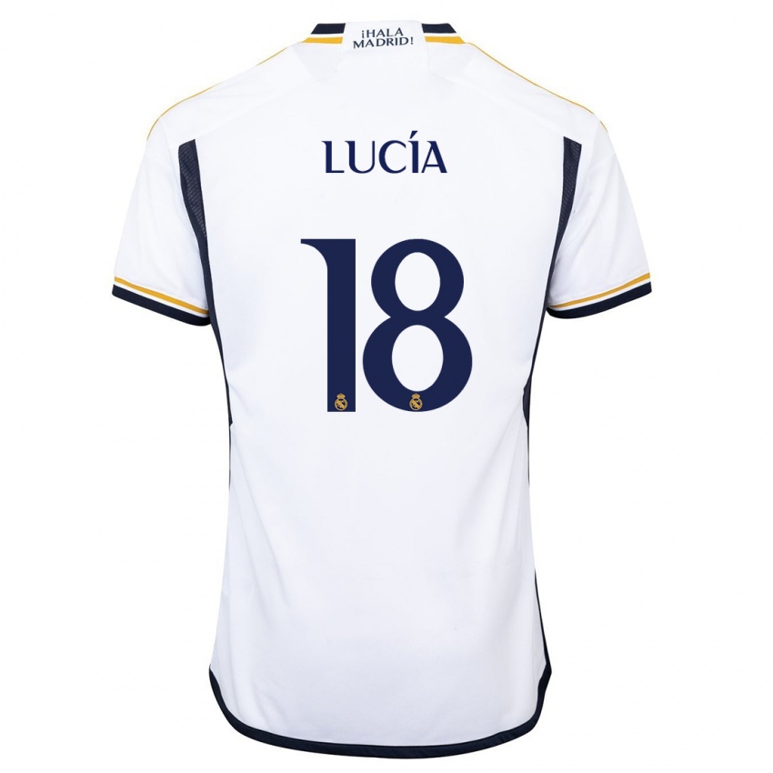 Homme Maillot Lucia Rodriguez #18 Blanc Tenues Domicile 2023/24 T-Shirt Belgique