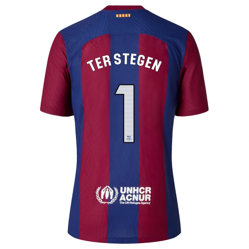 Heren Marc-Andre Ter Stegen #1 Rood Blauw Thuisshirt Thuistenue 2023/24 T-Shirt België