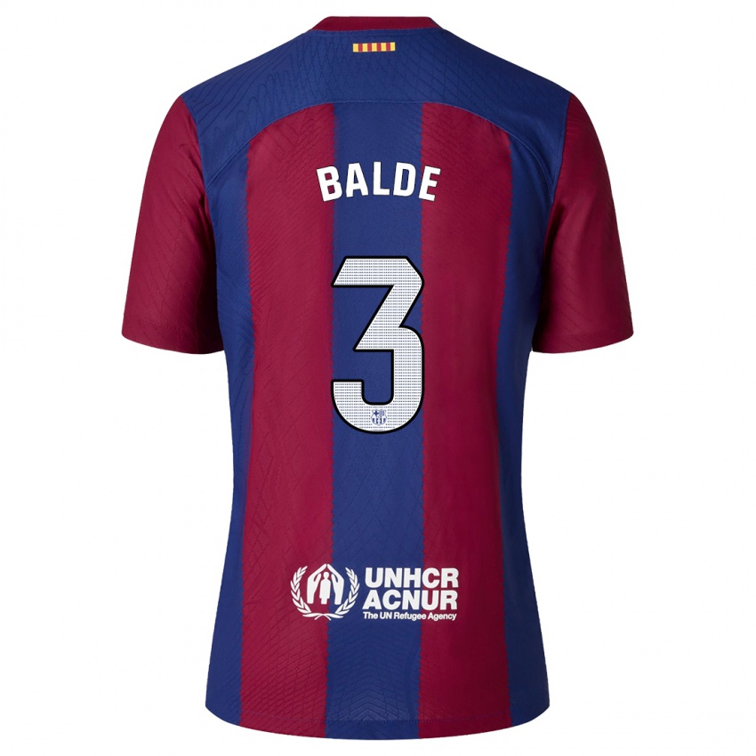 Homme Maillot Alejandro Balde #3 Rouge Bleu Tenues Domicile 2023/24 T-Shirt Belgique