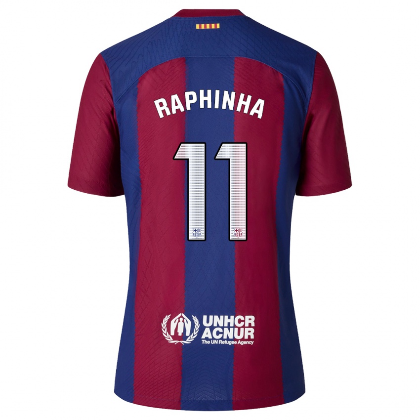 Heren Raphinha #11 Rood Blauw Thuisshirt Thuistenue 2023/24 T-Shirt België