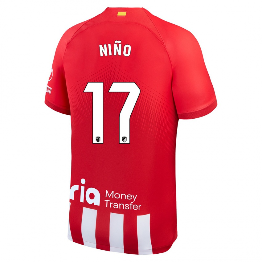 Heren Adrián Niño #17 Rood Wit Thuisshirt Thuistenue 2023/24 T-Shirt België