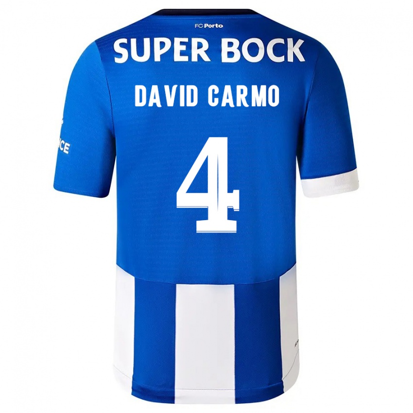 Homme Maillot David Carmo #4 Bleu Blanc Tenues Domicile 2023/24 T-Shirt Belgique