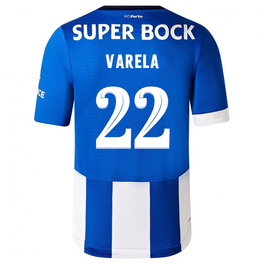 Homme Maillot Alan Varela #22 Bleu Blanc Tenues Domicile 2023/24 T-Shirt Belgique