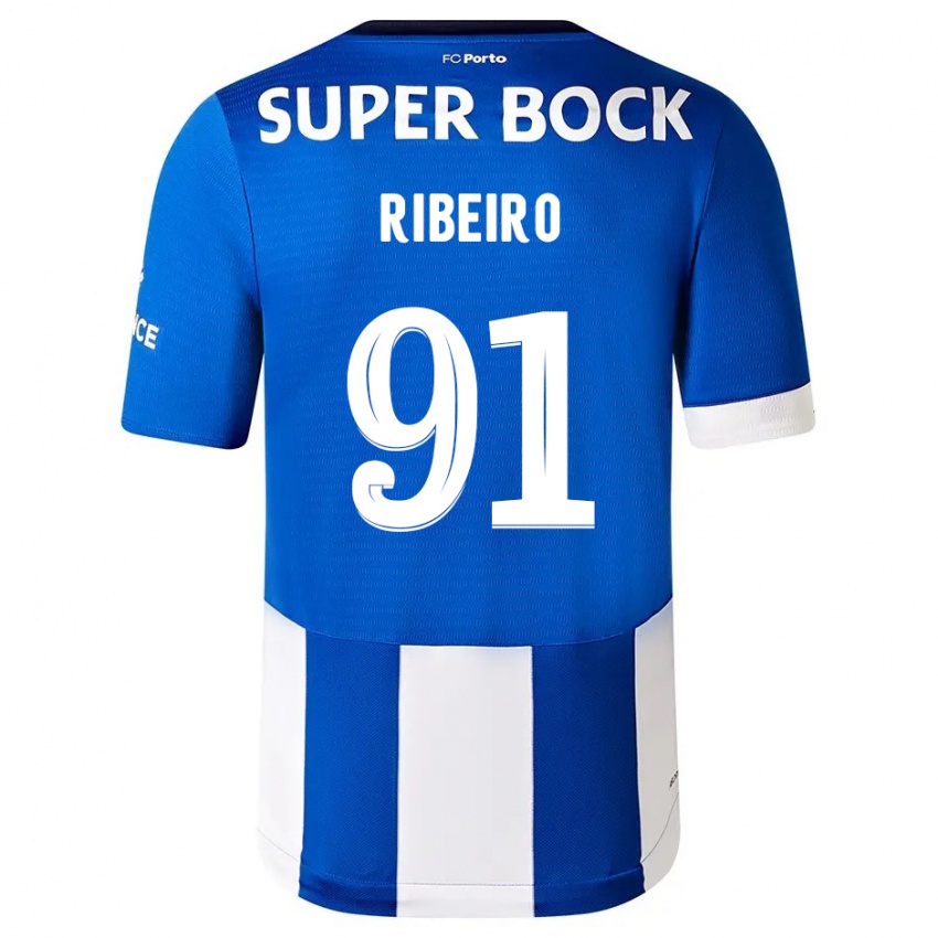 Heren Gonçalo Ribeiro #91 Blauw Wit Thuisshirt Thuistenue 2023/24 T-Shirt België