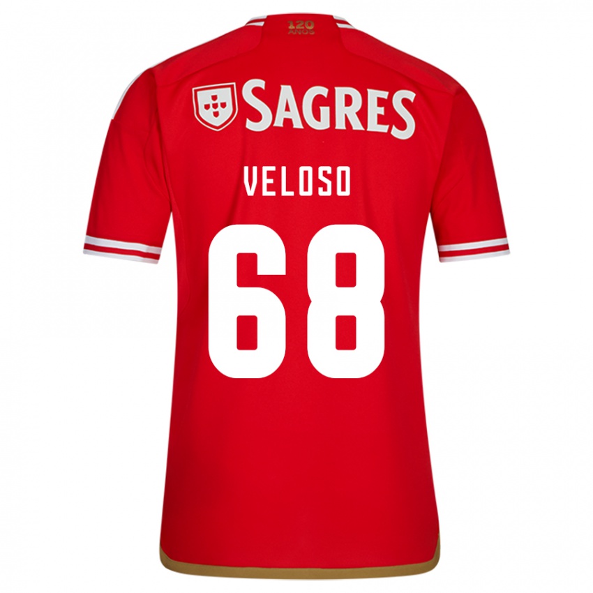 Homme Maillot João Veloso #68 Rouge Tenues Domicile 2023/24 T-Shirt Belgique