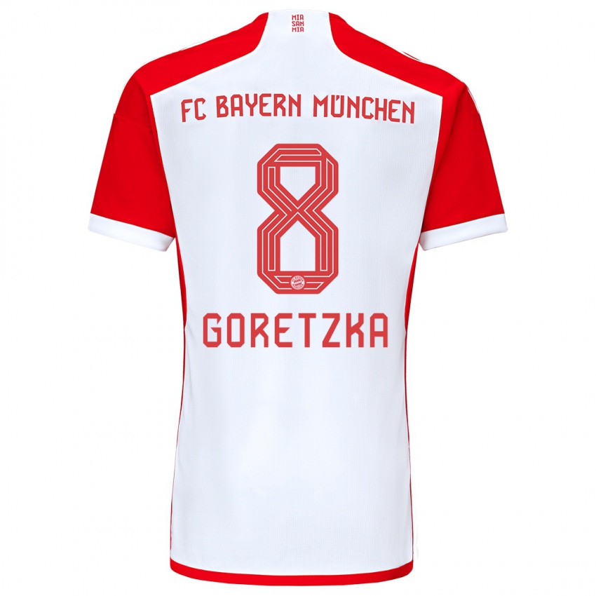 Herren Leon Goretzka #8 Rot-Weiss Heimtrikot Trikot 2023/24 T-Shirt Belgien