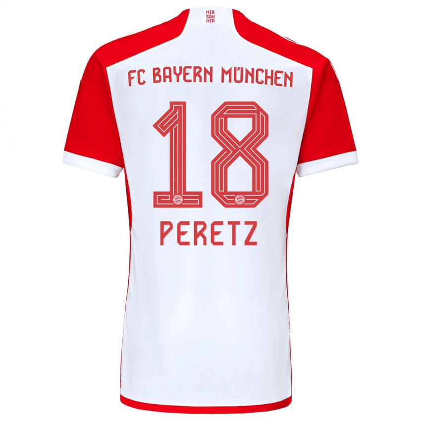 Heren Daniel Peretz #18 Rood Wit Thuisshirt Thuistenue 2023/24 T-Shirt België