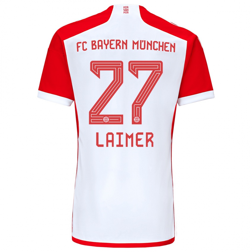 Herren Konrad Laimer #27 Rot-Weiss Heimtrikot Trikot 2023/24 T-Shirt Belgien
