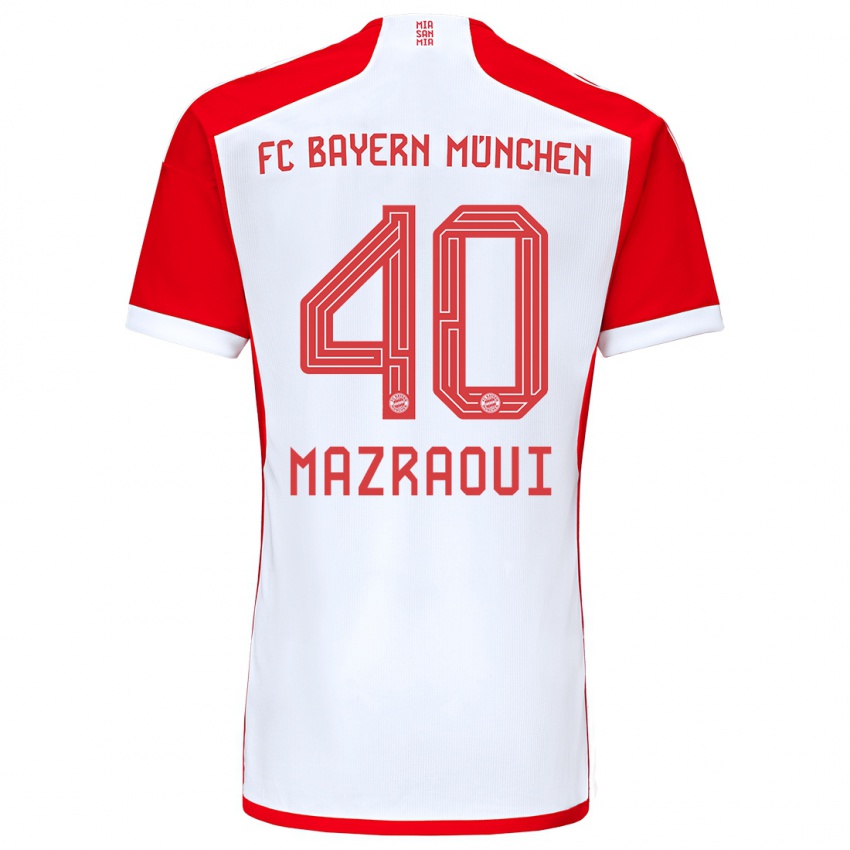 Herren Noussair Mazraoui #40 Rot-Weiss Heimtrikot Trikot 2023/24 T-Shirt Belgien