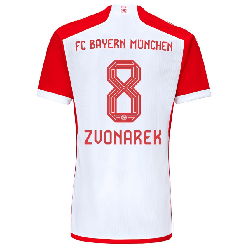 Heren Lovro Zvonarek #8 Rood Wit Thuisshirt Thuistenue 2023/24 T-Shirt België