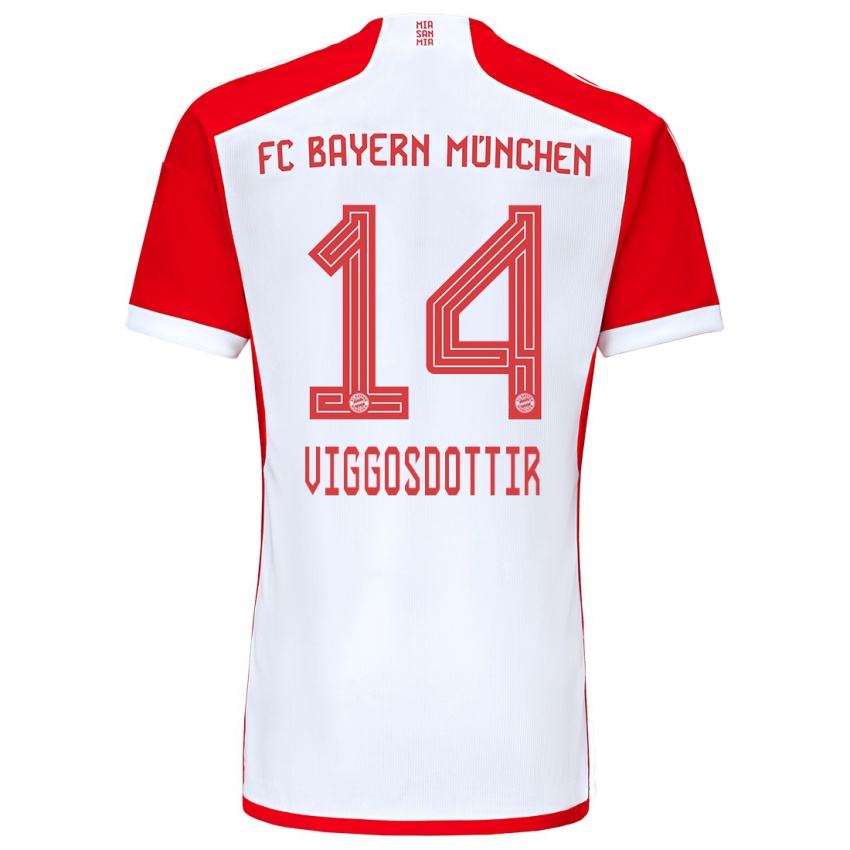 Herren Glodis Perla Viggosdottir #14 Rot-Weiss Heimtrikot Trikot 2023/24 T-Shirt Belgien