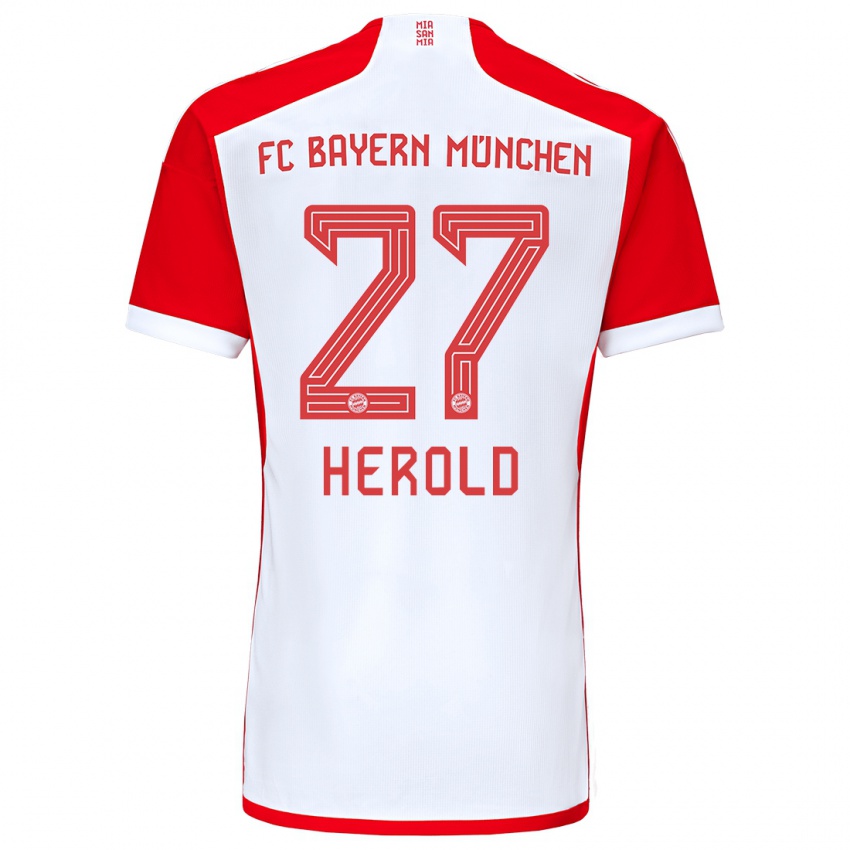 Heren David Herold #27 Rood Wit Thuisshirt Thuistenue 2023/24 T-Shirt België