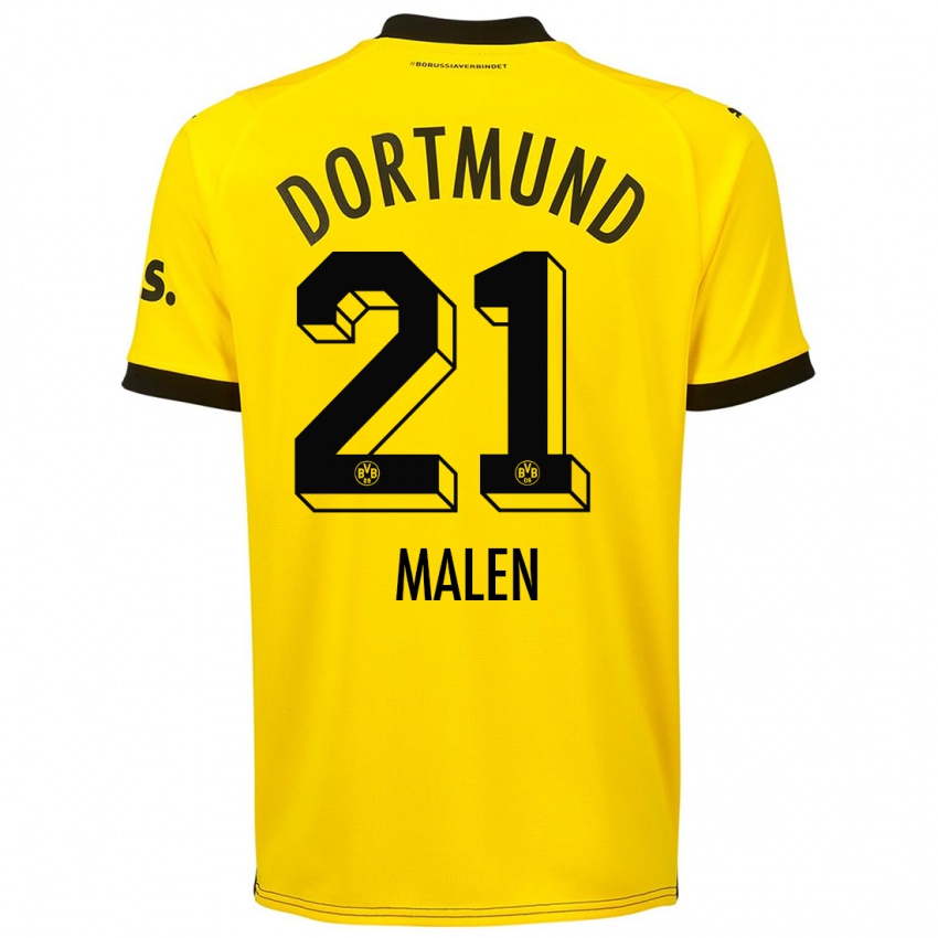 Herren Donyell Malen #21 Gelb Heimtrikot Trikot 2023/24 T-Shirt Belgien