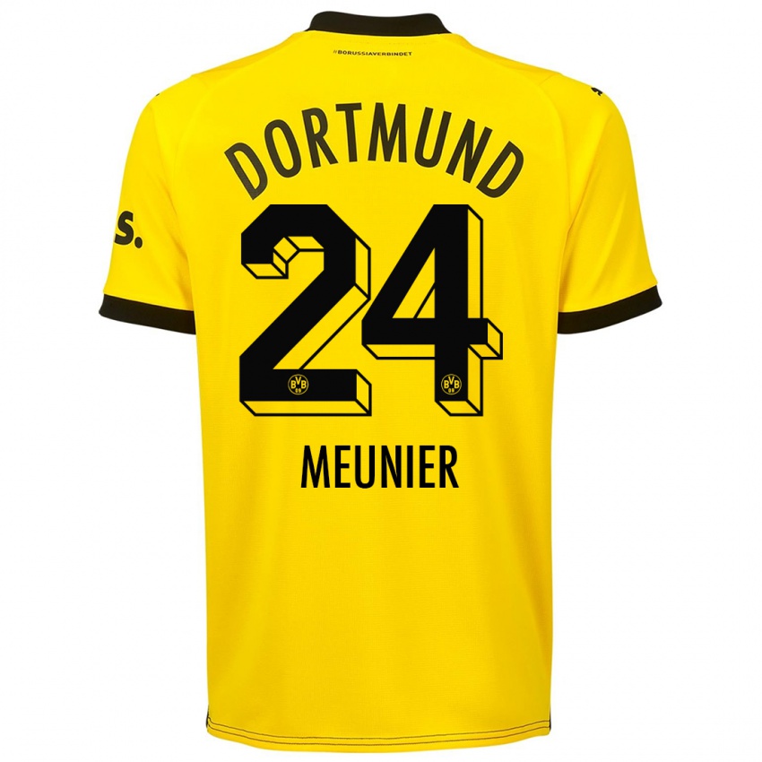Herren Thomas Meunier #24 Gelb Heimtrikot Trikot 2023/24 T-Shirt Belgien
