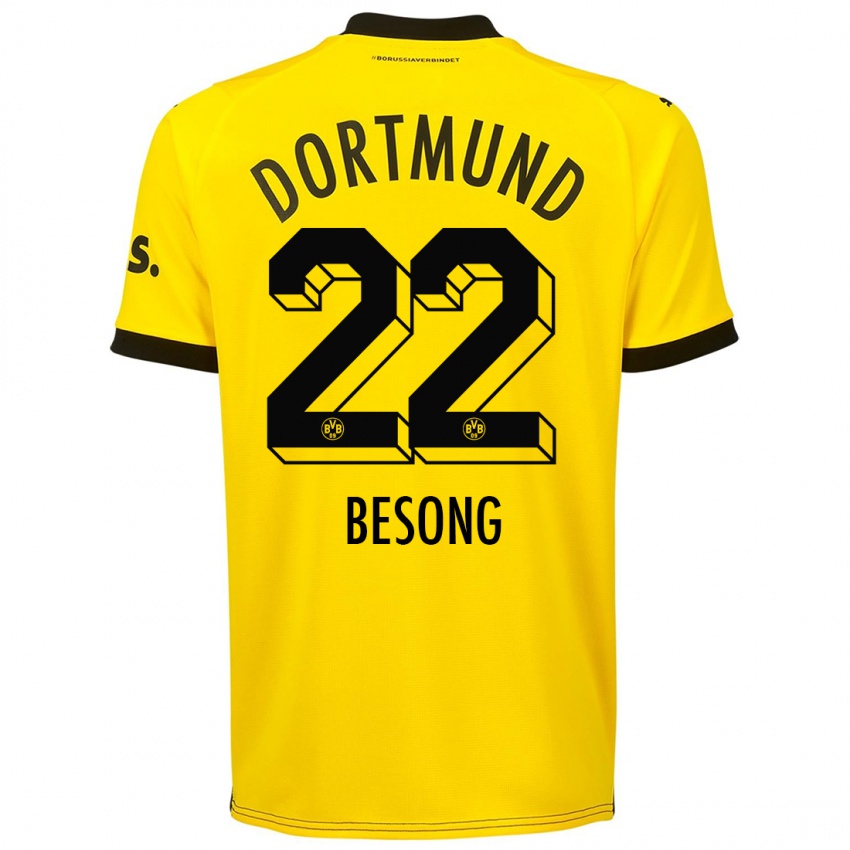 Herren Paul-Philipp Besong #22 Gelb Heimtrikot Trikot 2023/24 T-Shirt Belgien