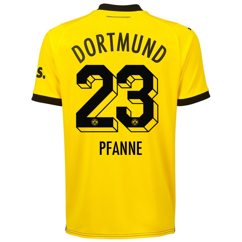 Heren Franz Pfanne #23 Geel Thuisshirt Thuistenue 2023/24 T-Shirt België