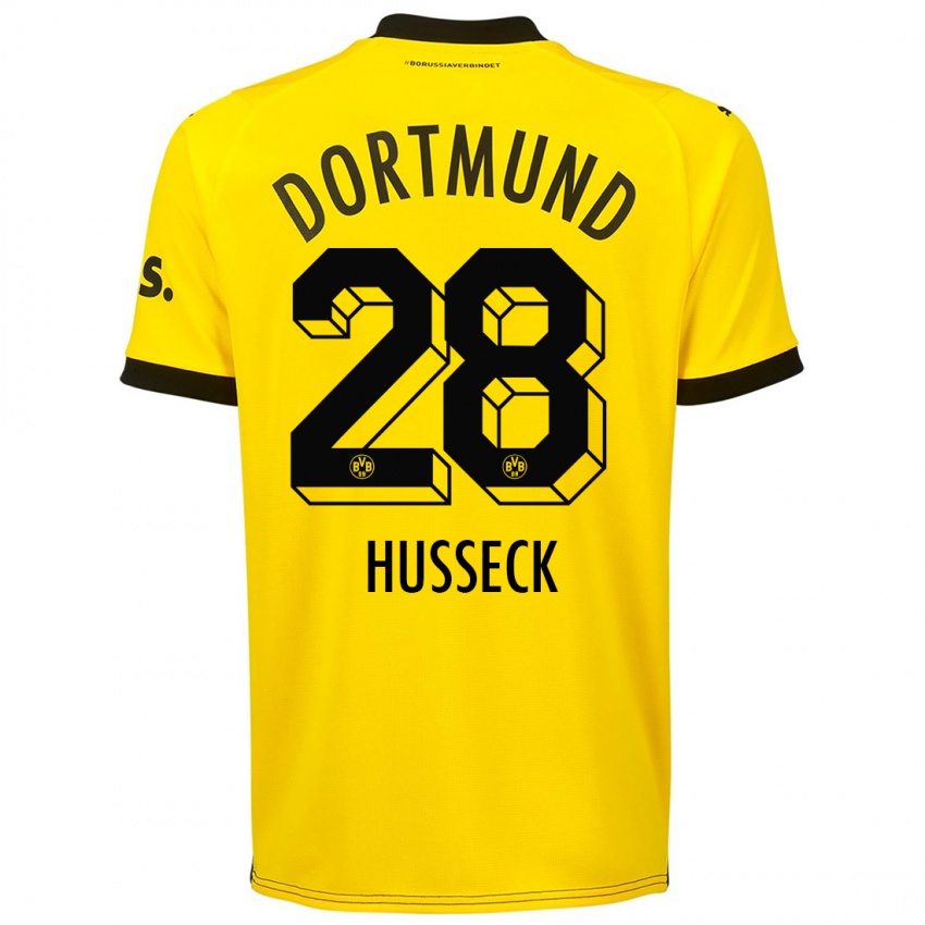 Herren Jonah Husseck #28 Gelb Heimtrikot Trikot 2023/24 T-Shirt Belgien