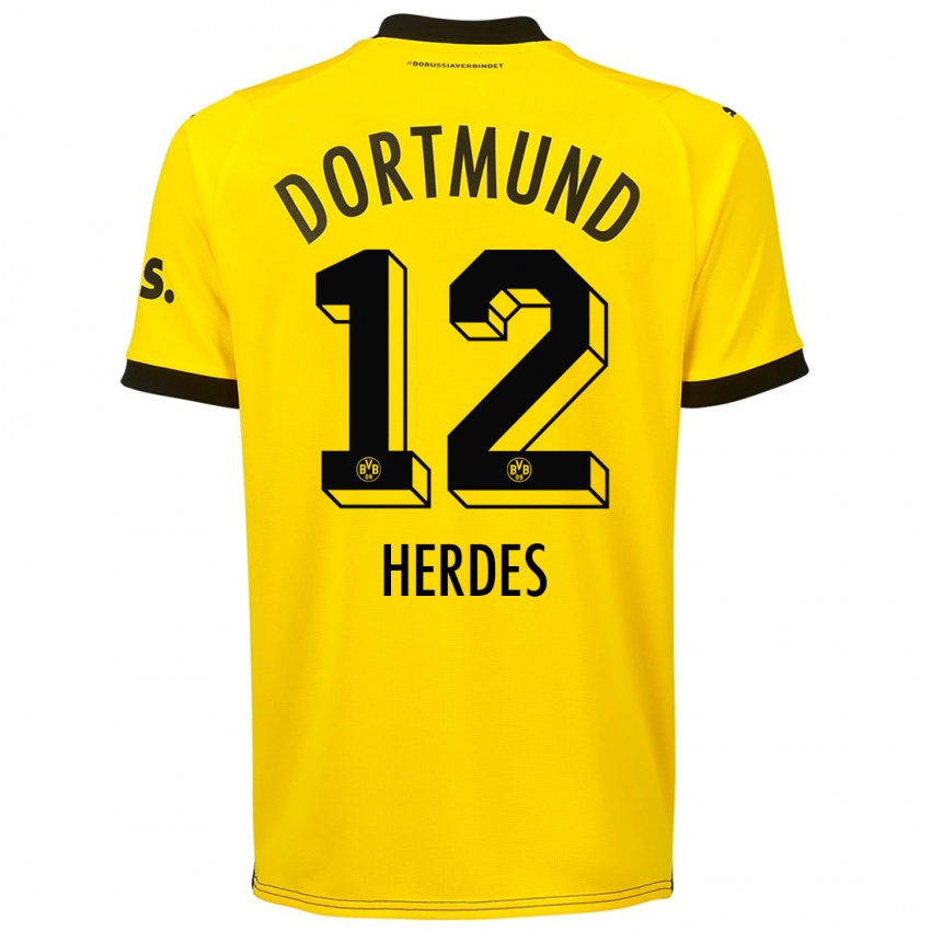 Herren Leon Herdes #12 Gelb Heimtrikot Trikot 2023/24 T-Shirt Belgien