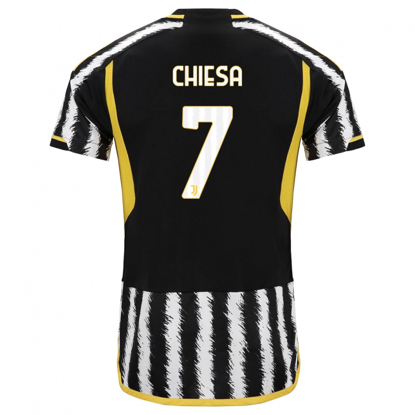 Heren Federico Chiesa #7 Zwart Wit Thuisshirt Thuistenue 2023/24 T-Shirt België