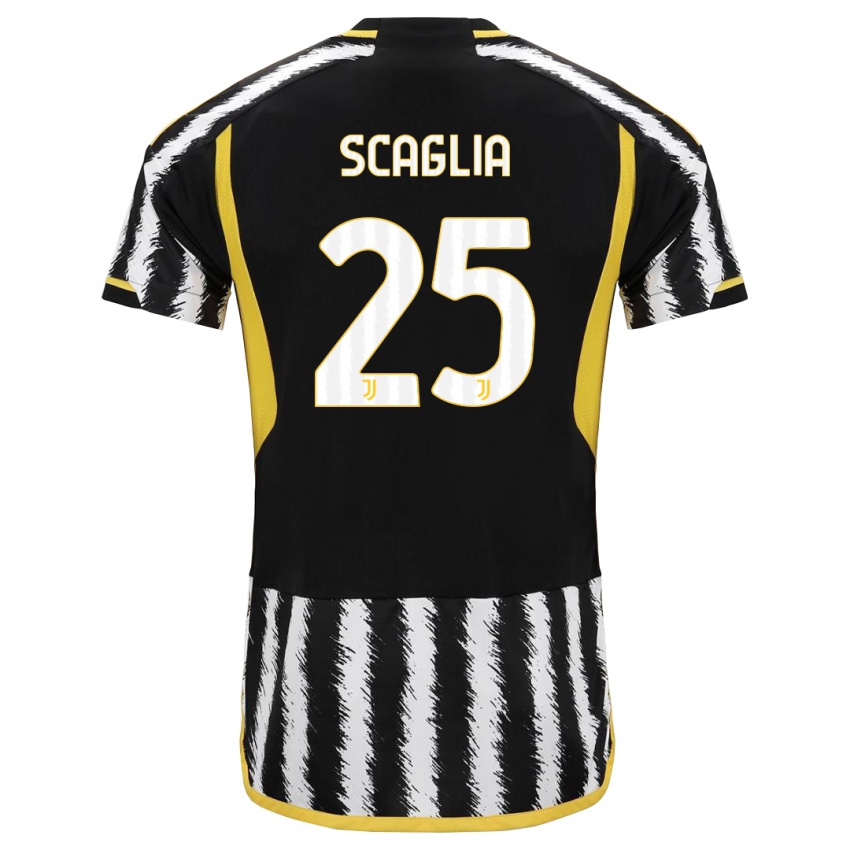Heren Simone Scaglia #25 Zwart Wit Thuisshirt Thuistenue 2023/24 T-Shirt België