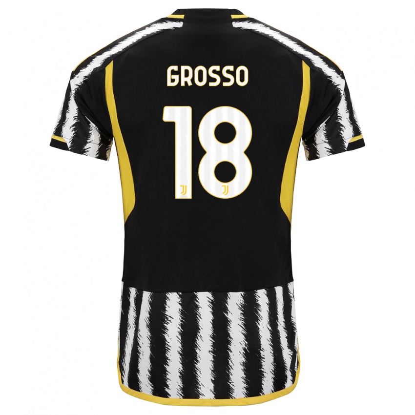Herren Filippo Grosso #18 Schwarz-Weiss Heimtrikot Trikot 2023/24 T-Shirt Belgien