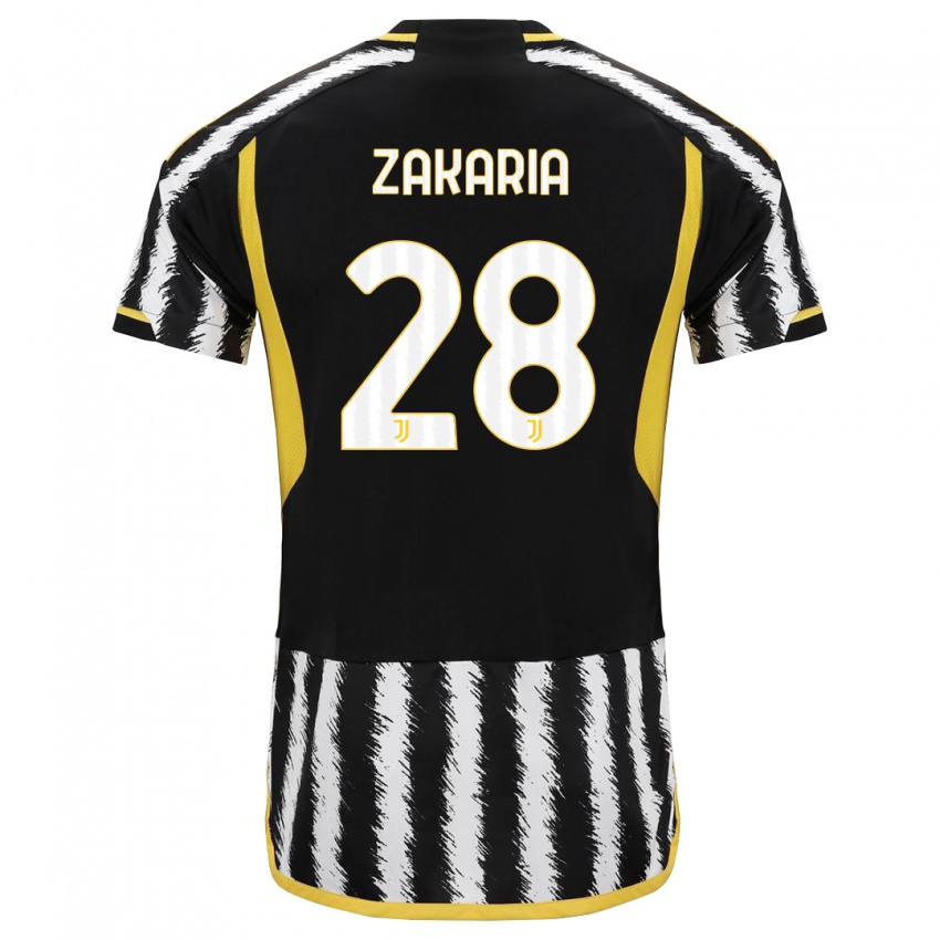 Herren Denis Zakaria #28 Schwarz-Weiss Heimtrikot Trikot 2023/24 T-Shirt Belgien