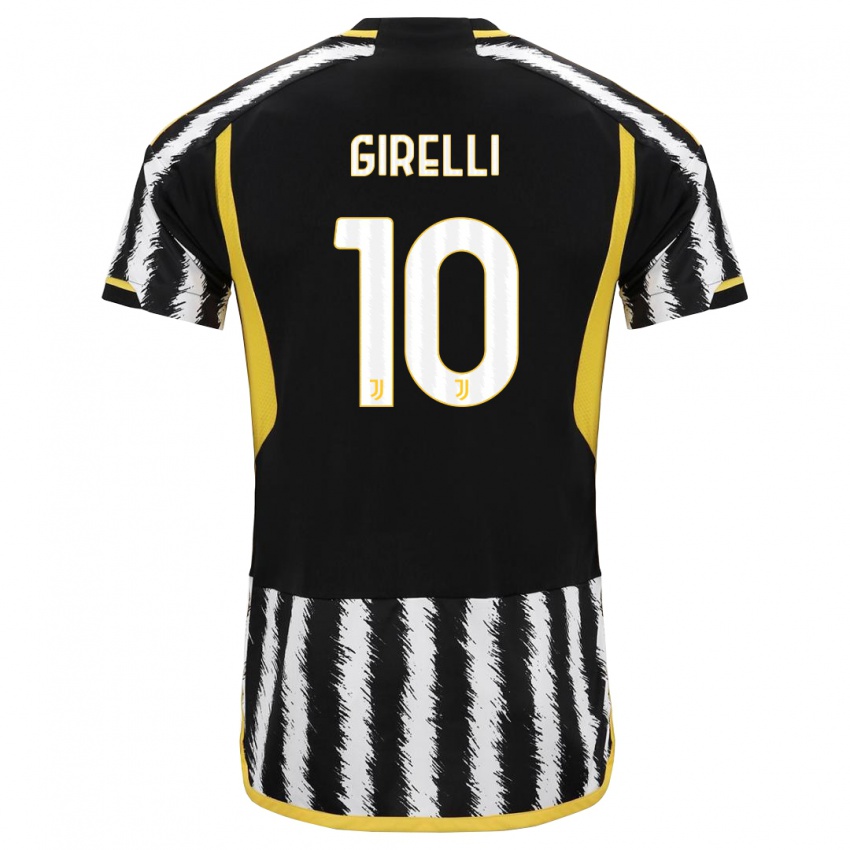 Homme Maillot Cristiana Girelli #10 Noir Blanc Tenues Domicile 2023/24 T-Shirt Belgique