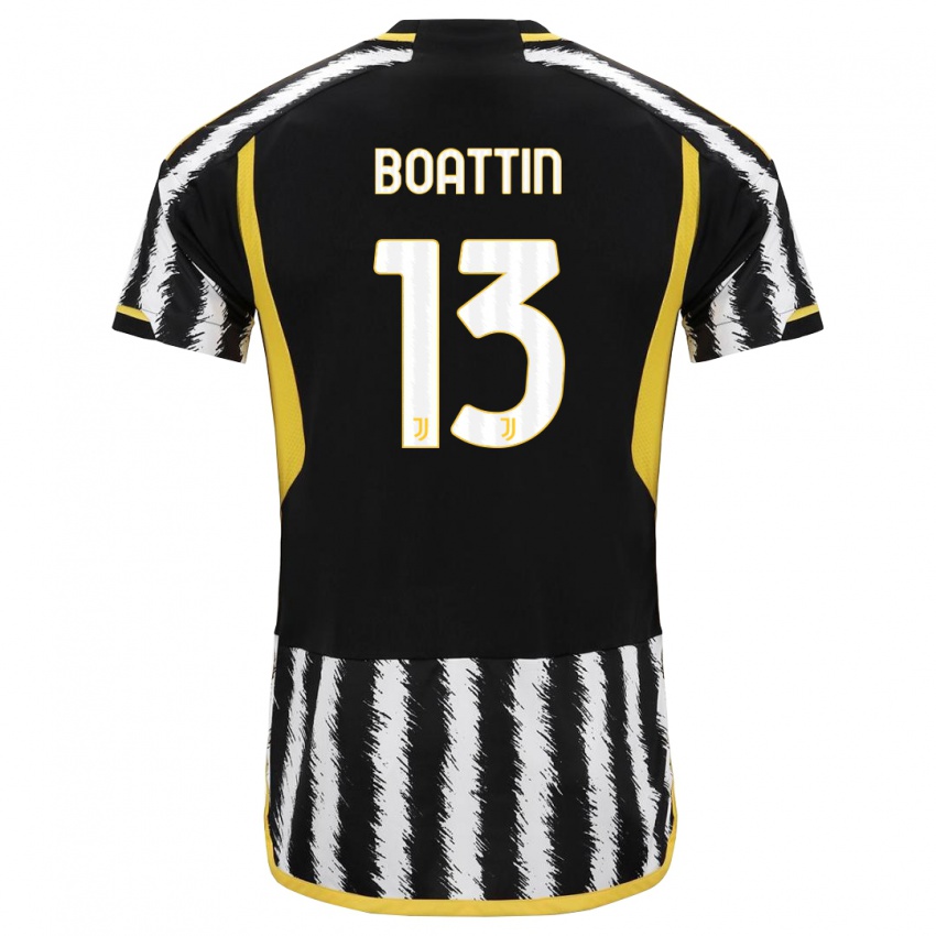 Homme Maillot Lisa Boattin #13 Noir Blanc Tenues Domicile 2023/24 T-Shirt Belgique