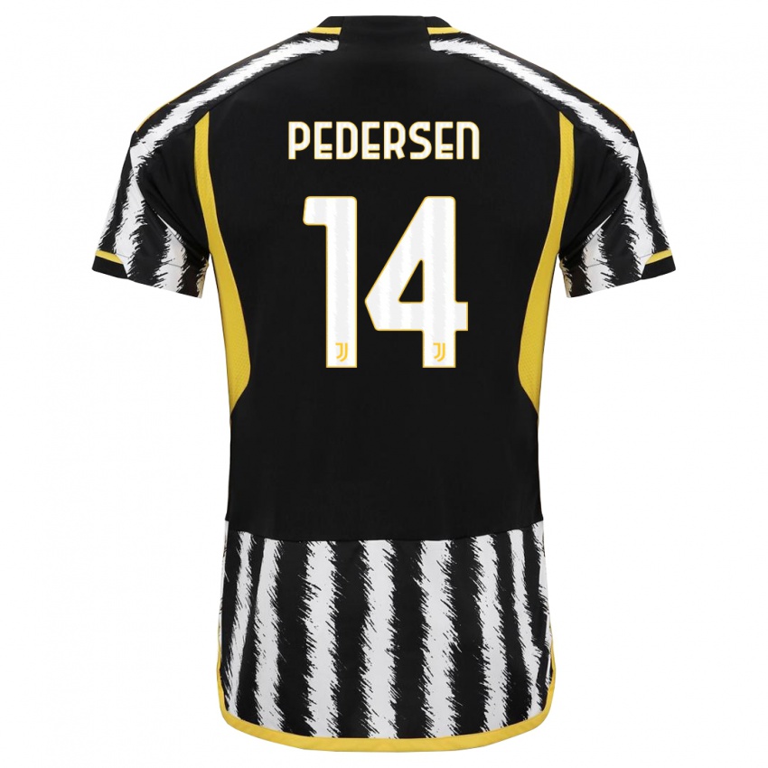 Herren Sofie Junge Pedersen #14 Schwarz-Weiss Heimtrikot Trikot 2023/24 T-Shirt Belgien
