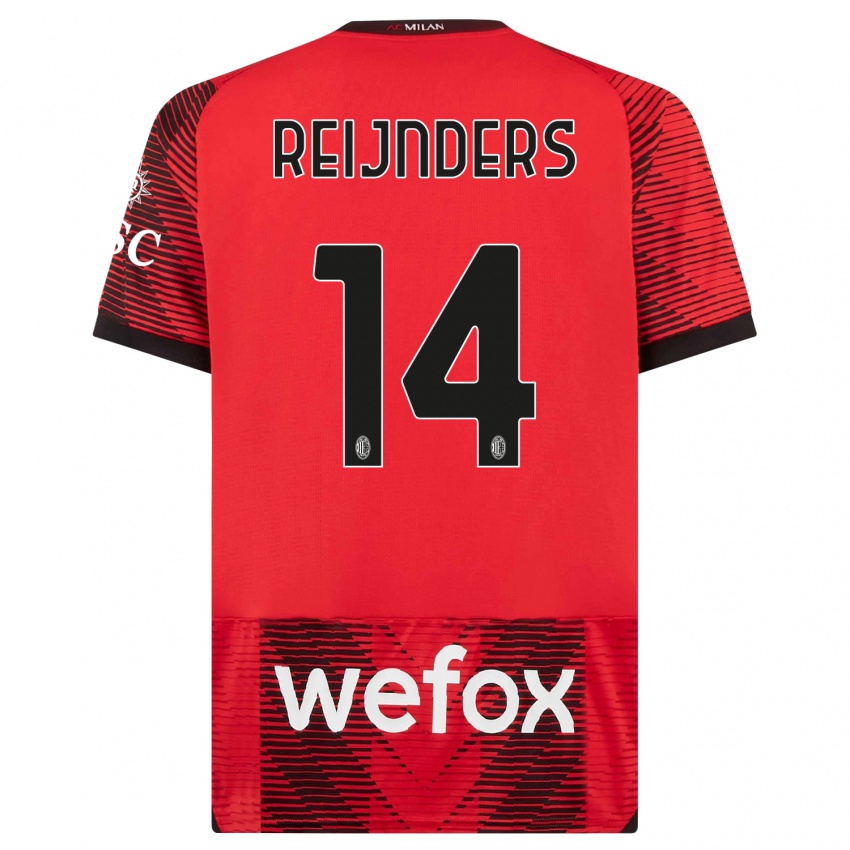 Herren Tijjani Reijnders #14 Rot Schwarz Heimtrikot Trikot 2023/24 T-Shirt Belgien