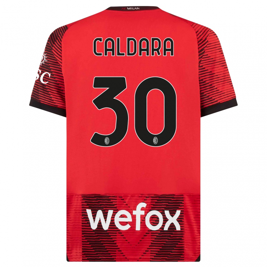 Herren Mattia Caldara #30 Rot Schwarz Heimtrikot Trikot 2023/24 T-Shirt Belgien