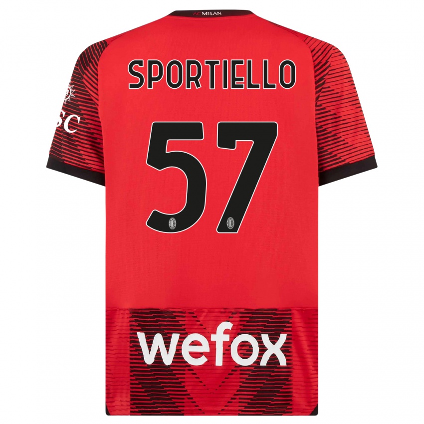 Heren Marco Sportiello #57 Rood Zwart Thuisshirt Thuistenue 2023/24 T-Shirt België