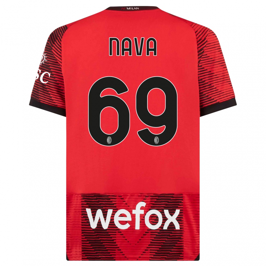 Herren Lapo Nava #69 Rot Schwarz Heimtrikot Trikot 2023/24 T-Shirt Belgien