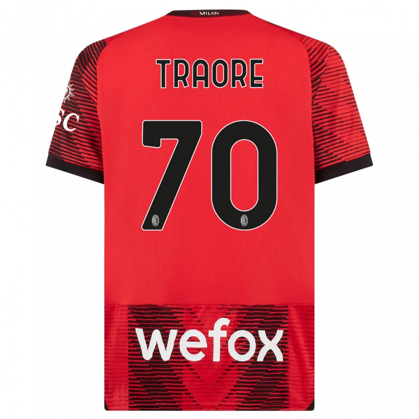 Heren Chaka Traore #70 Rood Zwart Thuisshirt Thuistenue 2023/24 T-Shirt België