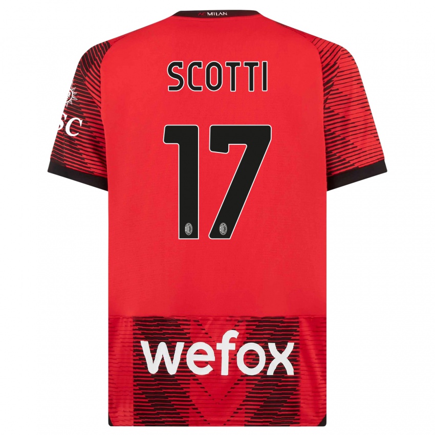 Herren Filippo Scotti #17 Rot Schwarz Heimtrikot Trikot 2023/24 T-Shirt Belgien