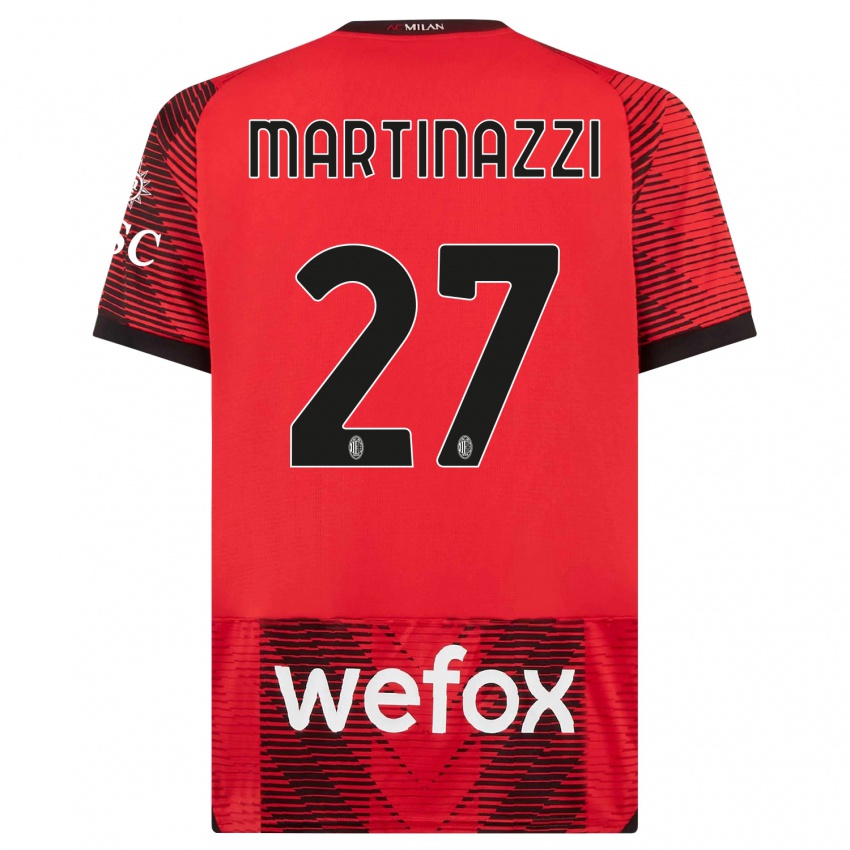 Herren Luca Martinazzi #27 Rot Schwarz Heimtrikot Trikot 2023/24 T-Shirt Belgien
