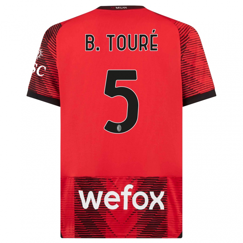Herren Fode Ballo-Toure #5 Rot Schwarz Heimtrikot Trikot 2023/24 T-Shirt Belgien