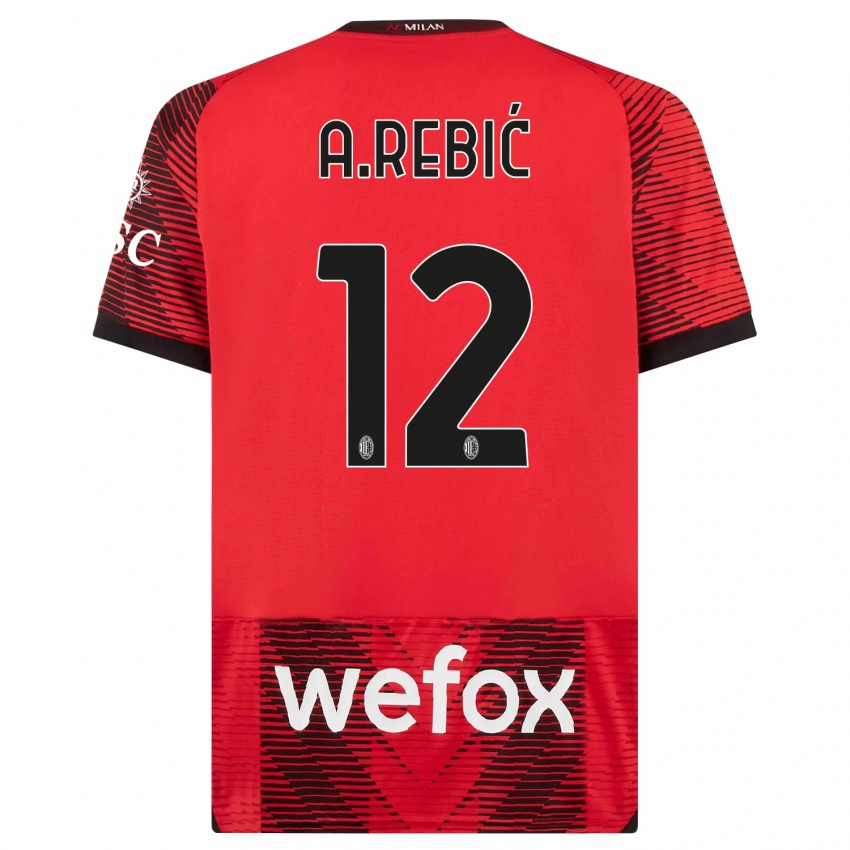 Herren Ante Rebic #12 Rot Schwarz Heimtrikot Trikot 2023/24 T-Shirt Belgien