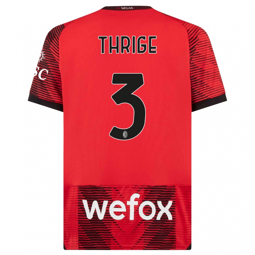 Herren Sara Thrige #3 Rot Schwarz Heimtrikot Trikot 2023/24 T-Shirt Belgien