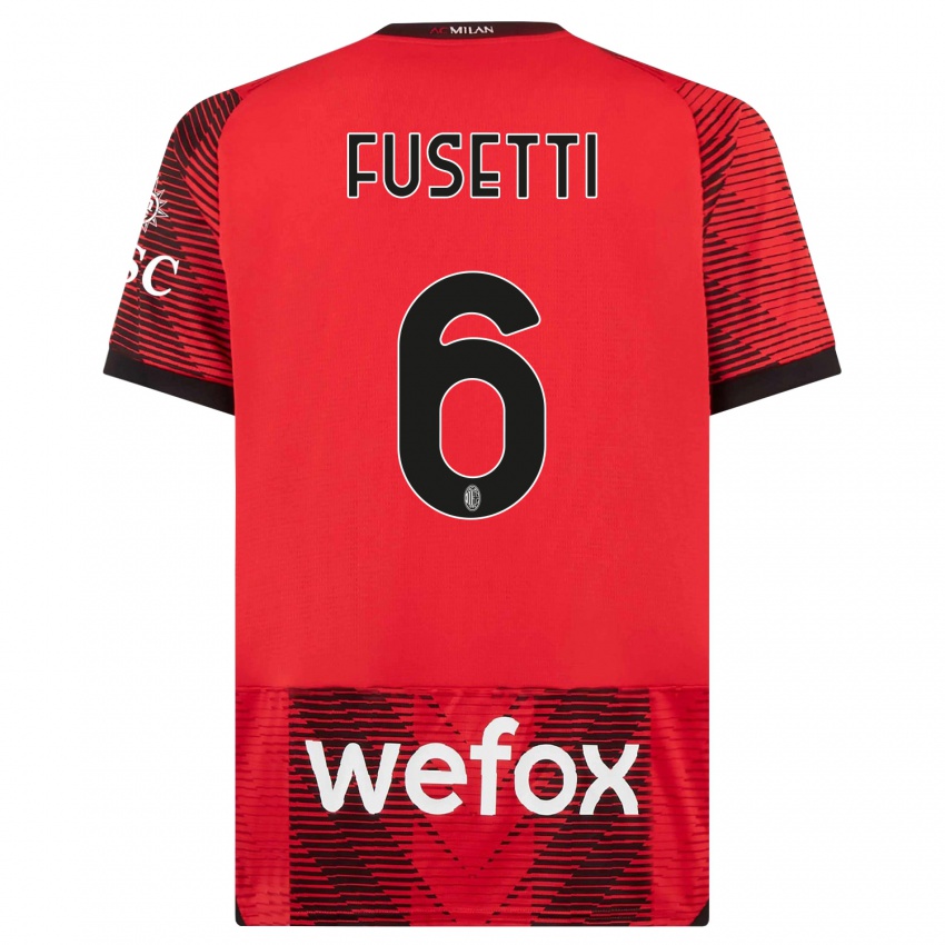 Herren Laura Fusetti #6 Rot Schwarz Heimtrikot Trikot 2023/24 T-Shirt Belgien
