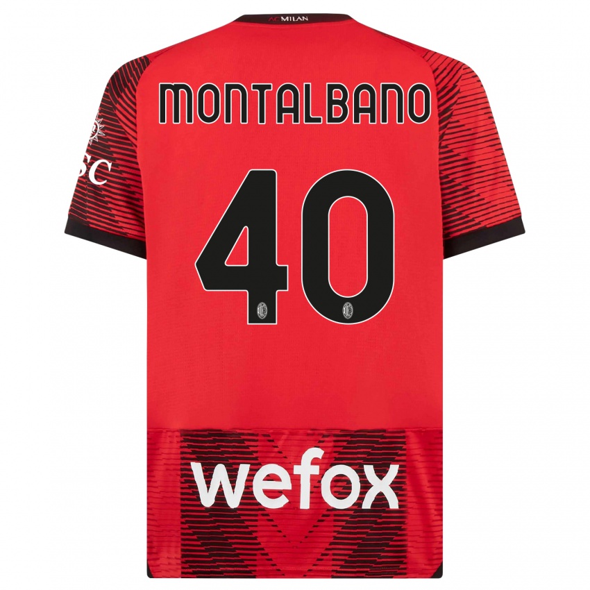 Herren Nicolo Montalbano #40 Rot Schwarz Heimtrikot Trikot 2023/24 T-Shirt Belgien