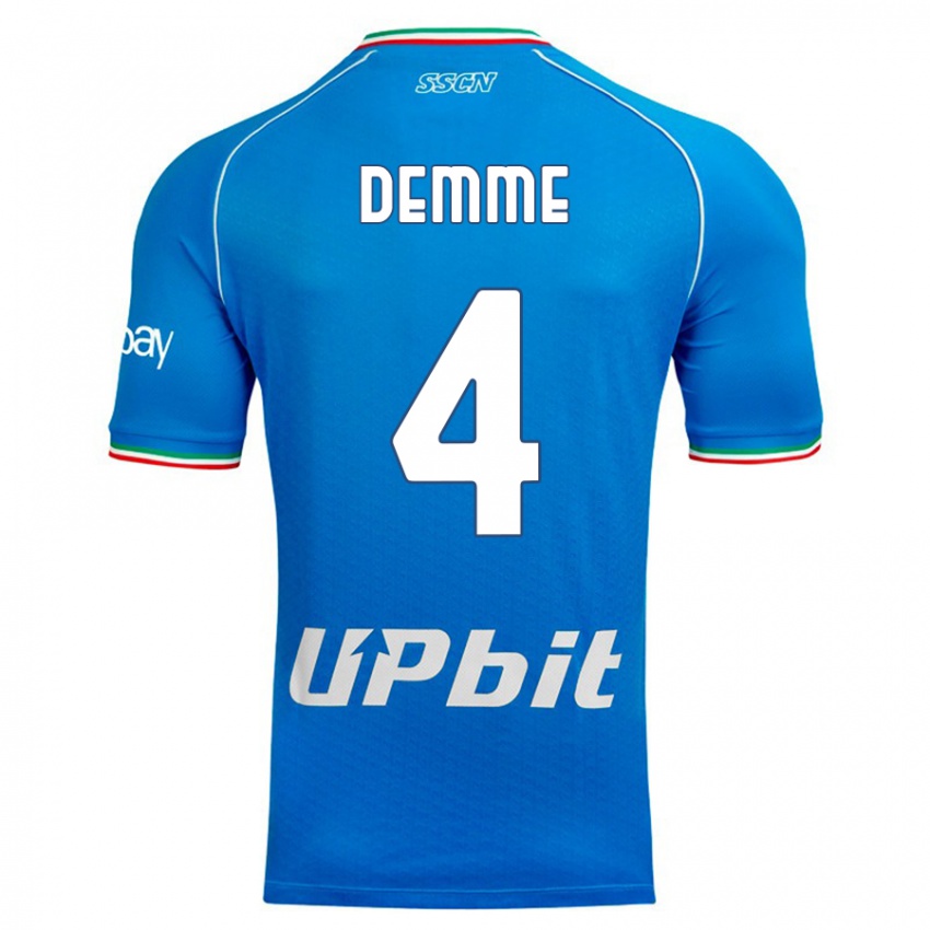 Homme Maillot Diego Demme #4 Bleu Ciel Tenues Domicile 2023/24 T-Shirt Belgique